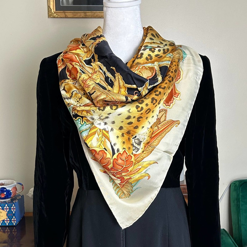 Vintage Silk Scarf, Salvatore Ferragamo, 100% Silk